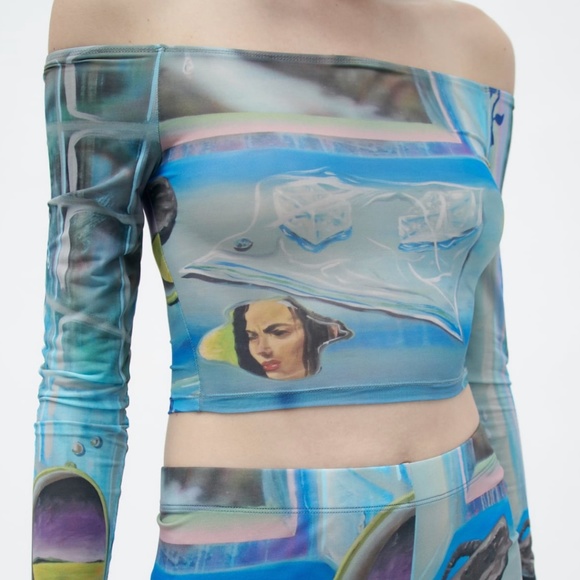 Zara limited edition larissa de Jesus negron print crop top - Picture 4 of 9